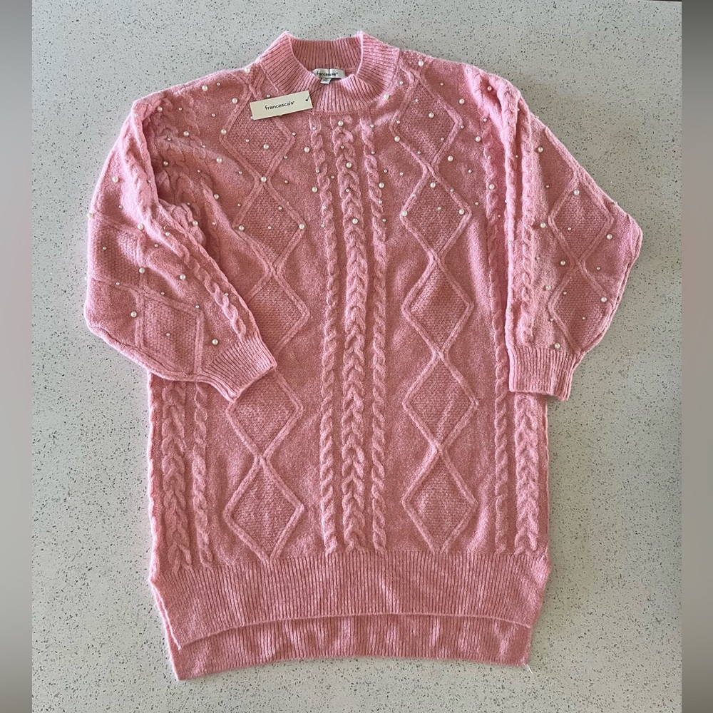 Francesca's Collections Blush Cable Knit Sweater